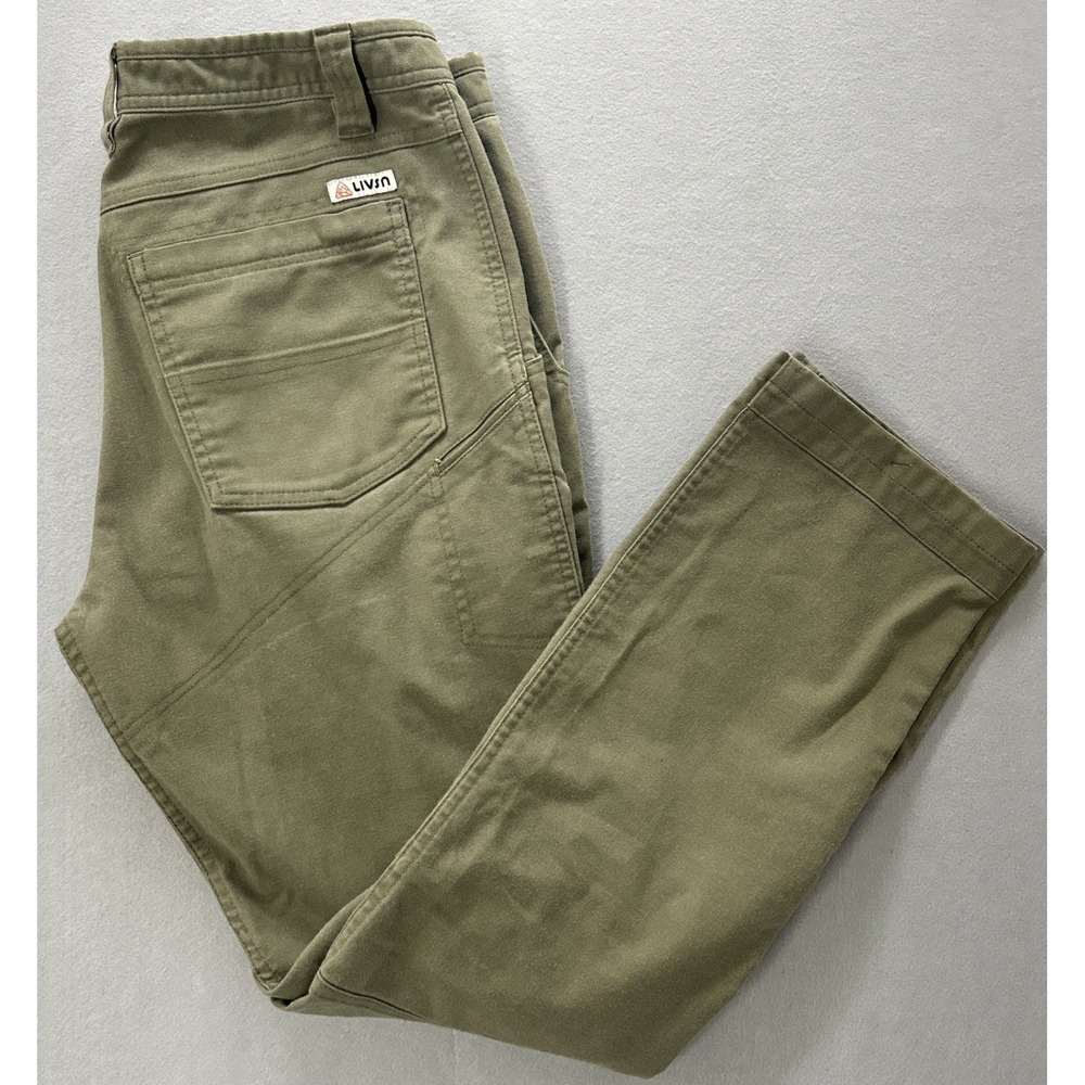 LIVSN Flex Canvas Pants V3 Mens 32x29 Olive Green Organic Cotton Blend Outdoor
